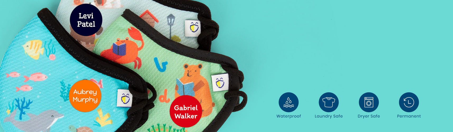 Face Mask Name Labels for Kids Name Bubbles