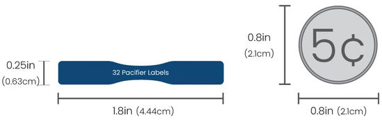 Name Bubbles custom pacifier labels size guide