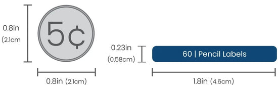 Pencil name labels size comparison chart