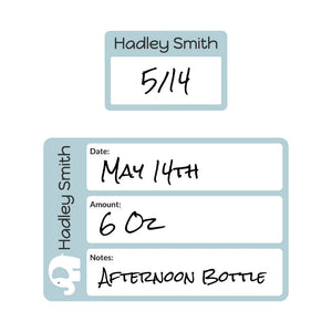 elephant muted blue baby bottle labels