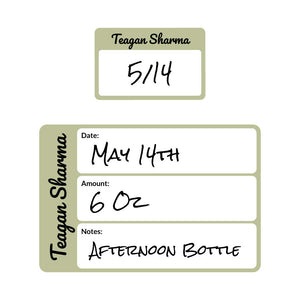 baby bottle date write-on labels sage