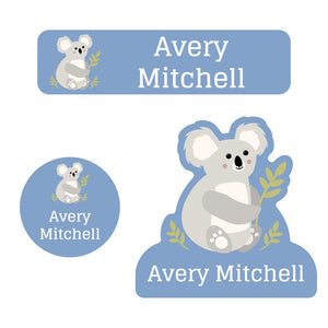 baby labels pack koala afternoon sky blue