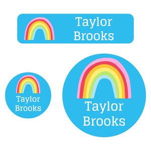 baby labels pack rainbows sky blue