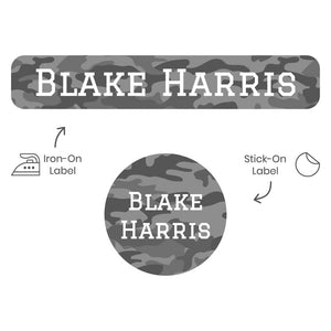 camo gray camp clothing labels pack