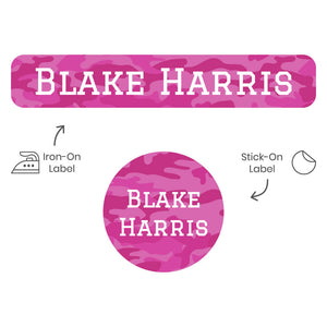 camo pink camp clothing labels pack