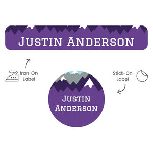 mountain top purple camp clothing labels pack