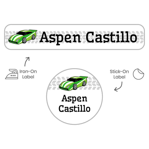 Custom Labels Race Car Camp Labels for Clothing Name Bubbles