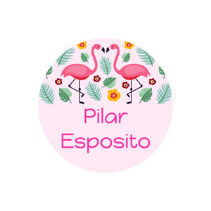 flamingo light pink circle name labels