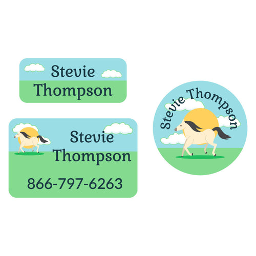 Horse Clothing Labels Pack Name Bubbles