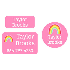 rainbows pink clothing labels pack