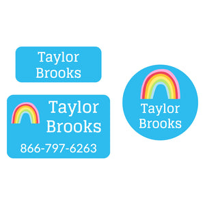 rainbows sky blue clothing labels pack