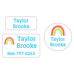 rainbows white sky blue clothing labels pack
