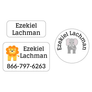 zoo animals clothing labels pack