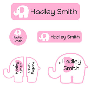 elephant baby pink daycare labels pack