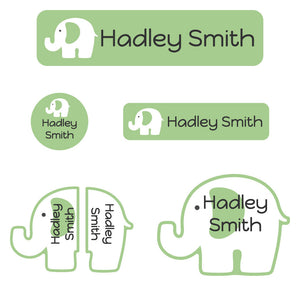 elephant muted green daycare labels pack