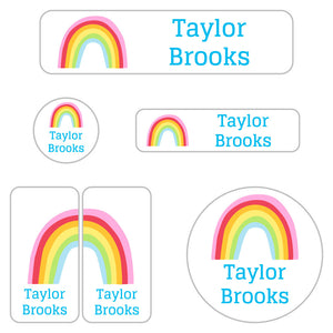 rainbows white sky blue daycare labels pack