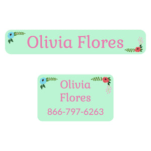 iron-on clothing labels pack floral mint
