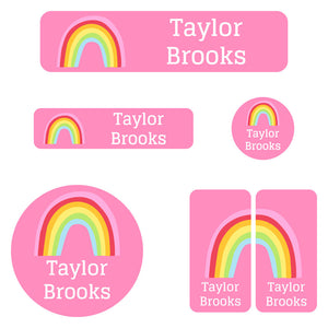 kindergarten labels pack rainbows pink