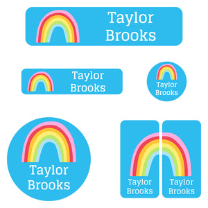 kindergarten labels pack rainbows sky blue