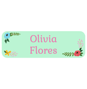 large name labels floral mint