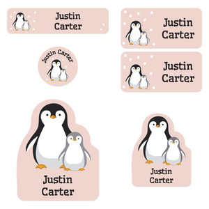 preschool labels pack with a pair of penguins