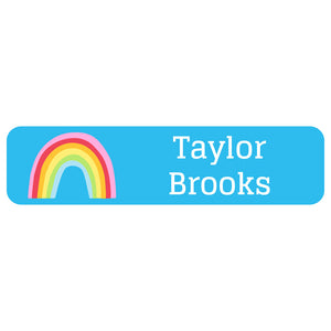 rectangle name labels rainbows sky blue
