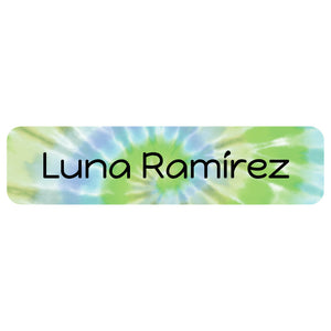 Rectangle tie-dye green name labels