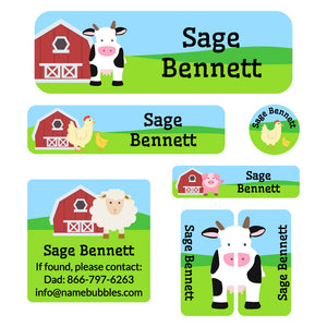farm animals school labels pack