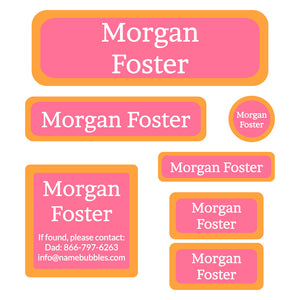 school labels pack solid border Coral - Peach - White