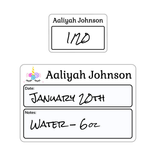 Unicorn Sippy Cup WriteOn Labels Name Bubbles