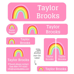 rainbows pink sleepaway camp labels pack