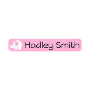 elephant baby pink slim rectangle iron-on clothing labels