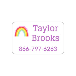 rainbows white lavender small contact iron-on labels