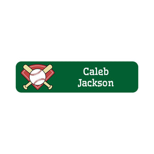 dishwasher safe labels featuring a baseball on a green background