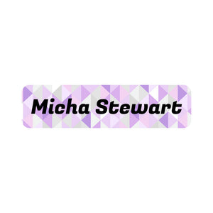 small rectangle name labels crystal prism amethyst
