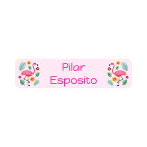 flamingo light pink small rectangle name labels
