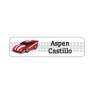 race car red small rectangle name labels