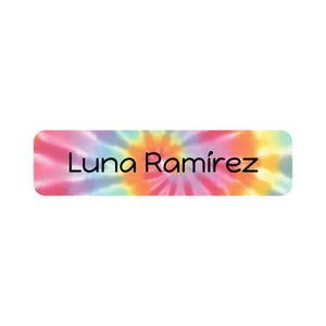 Small rectangle tie-dye name labels