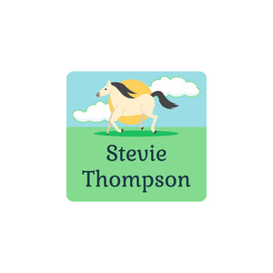 horse sunrise stallion square clothing labels