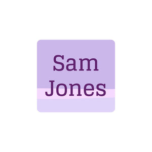 square clothing labels ombre purple
