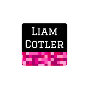 square clothing labels pixels pink