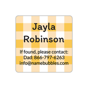 gingham contact labels