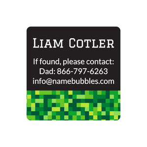 square contact name labels pixels green