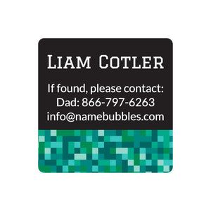 square contact name labels pixels turquoise
