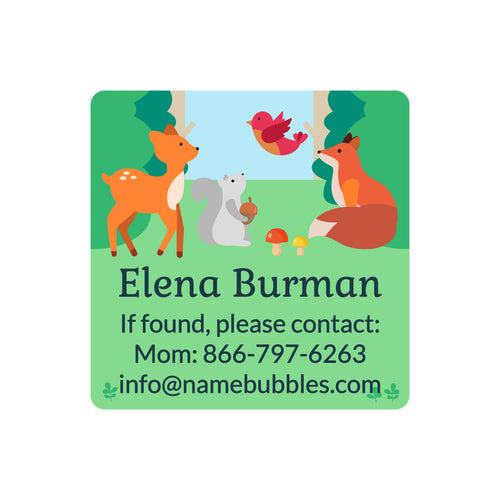 Woodland Animals Contact Labels for Kids Name Bubbles