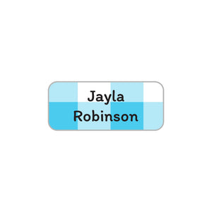extra small clothing labels gingham blue