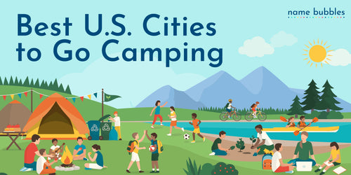 introductory graphic for the best cities for camping