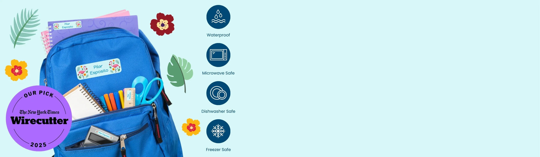 children's personalized school supply labels in use