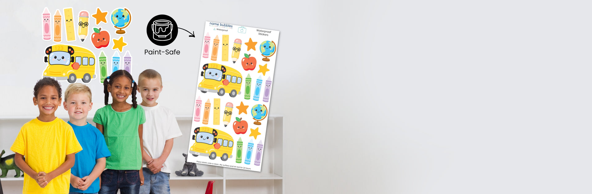 Waterproof school stickers and wall decals