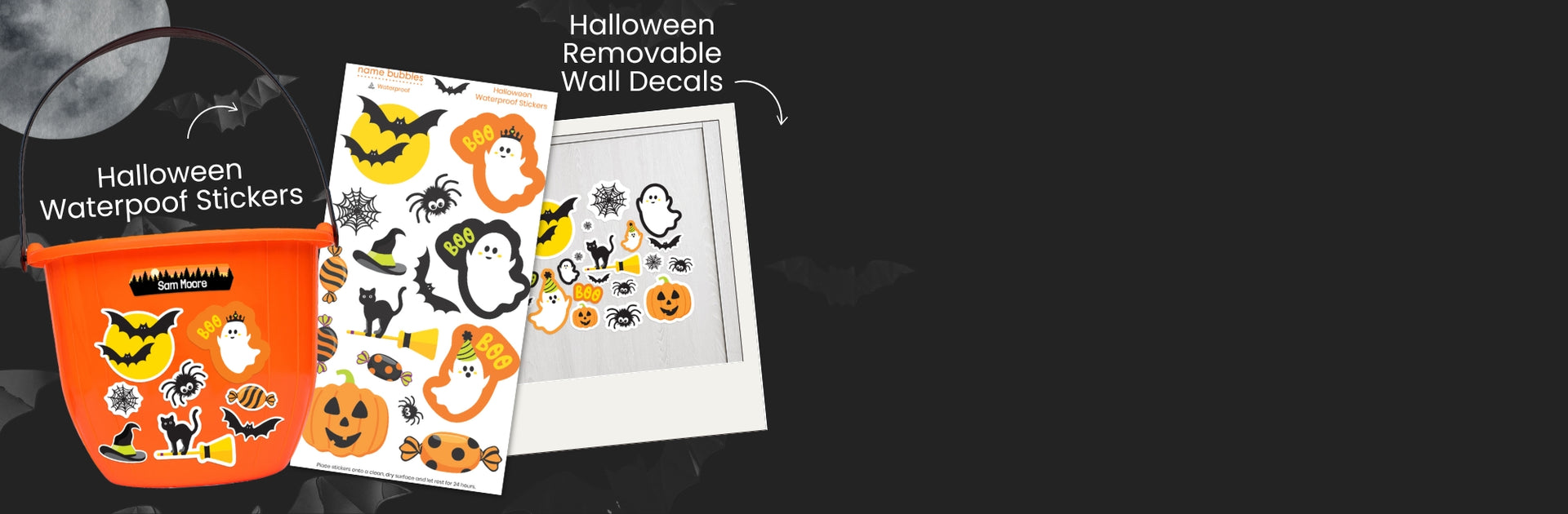 Halloween waterproof stickers and wall decals for kids